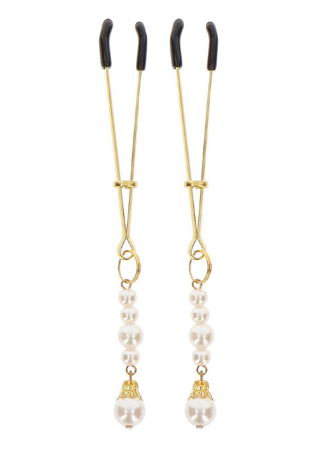Затискачі на соски з намистинами Tweezers With Pearls Taboom, золотисті