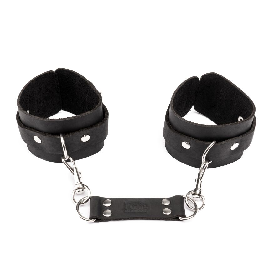 Наручники із натуральної шкіри Flirty Leather - Black, KC00020