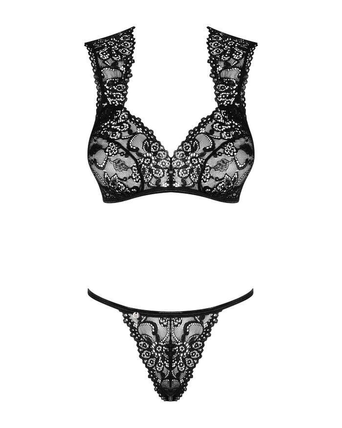 Комплект мереживної білизни Obsessive Elisetta set Black L / XL