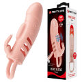 Щільна вібронасадка на пеніс з петлею для мошонки - Pretty Love Sloane Vibrating Penis Sleeve Flesh