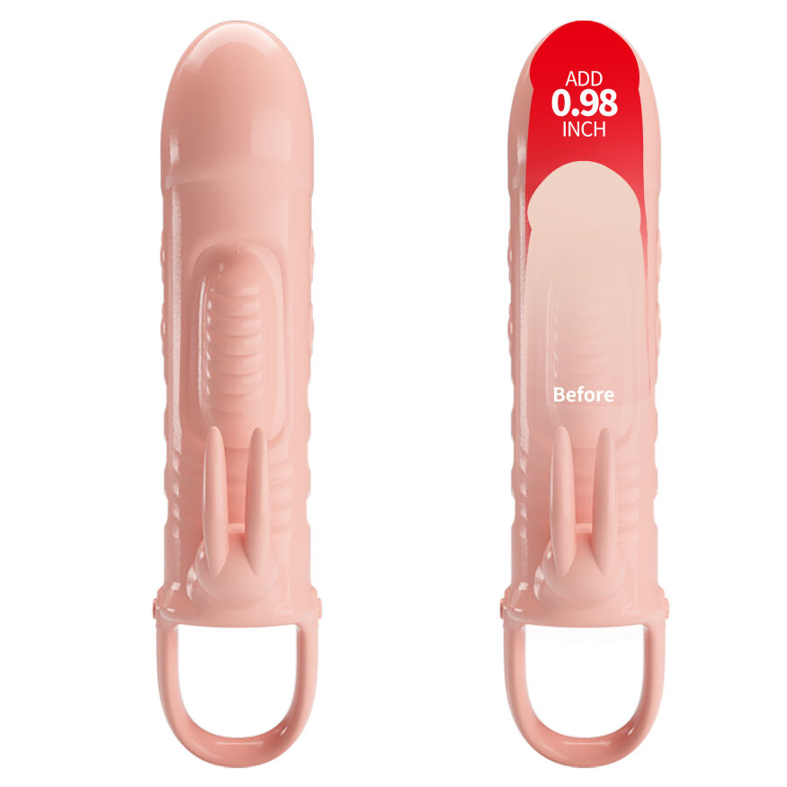 Щільна вібронасадка на пеніс з петлею для мошонки - Pretty Love Sloane Vibrating Penis Sleeve Flesh