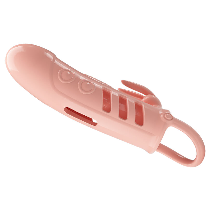 Щільна вібронасадка на пеніс з петлею для мошонки - Pretty Love Sloane Vibrating Penis Sleeve Flesh