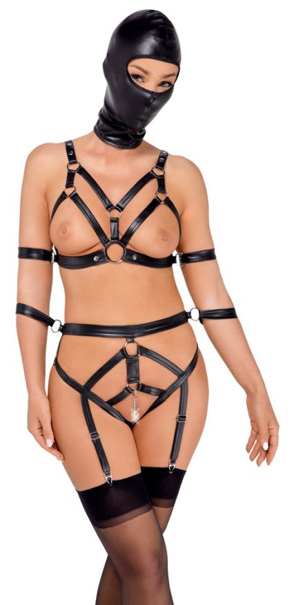 Боді з маскою - 2480492 Bad Kitty Strap+Mask Set, black - S