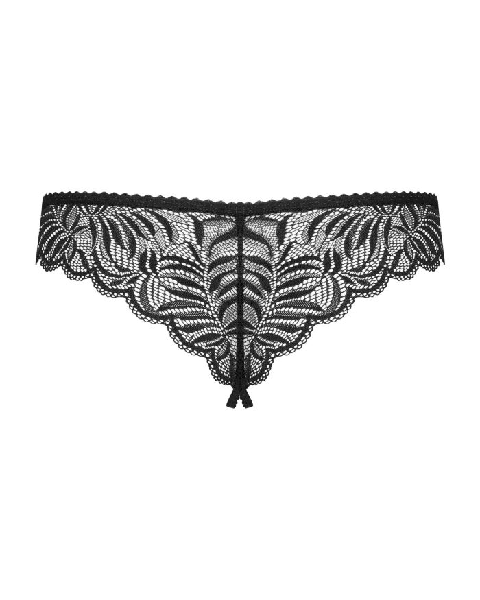 Мереживні танга з доступом Obsessive Contica crothchles thong S/M, чорні