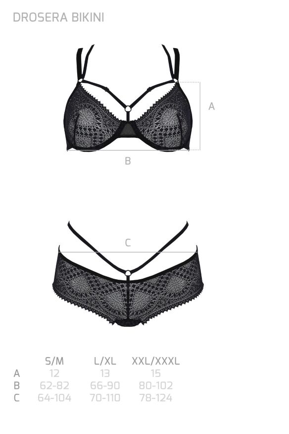 Комплект Passion DROSERA BIKINI black, L/XL, бюстгальтер и трусики-кюлоты