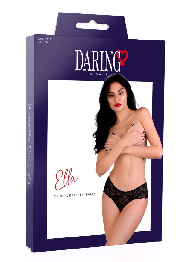 Трусики кружевные с открытым доступом Daring Intimates Ella, черный, S/M