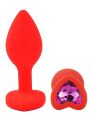 Силиконовая анальная пробка EGZO - Silicone Red Heart Plug Rose, size S