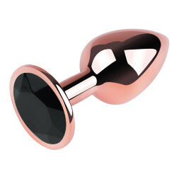 Анальная пробка с кристаллом EGZO - Rose Gold Round Plug Black size M
