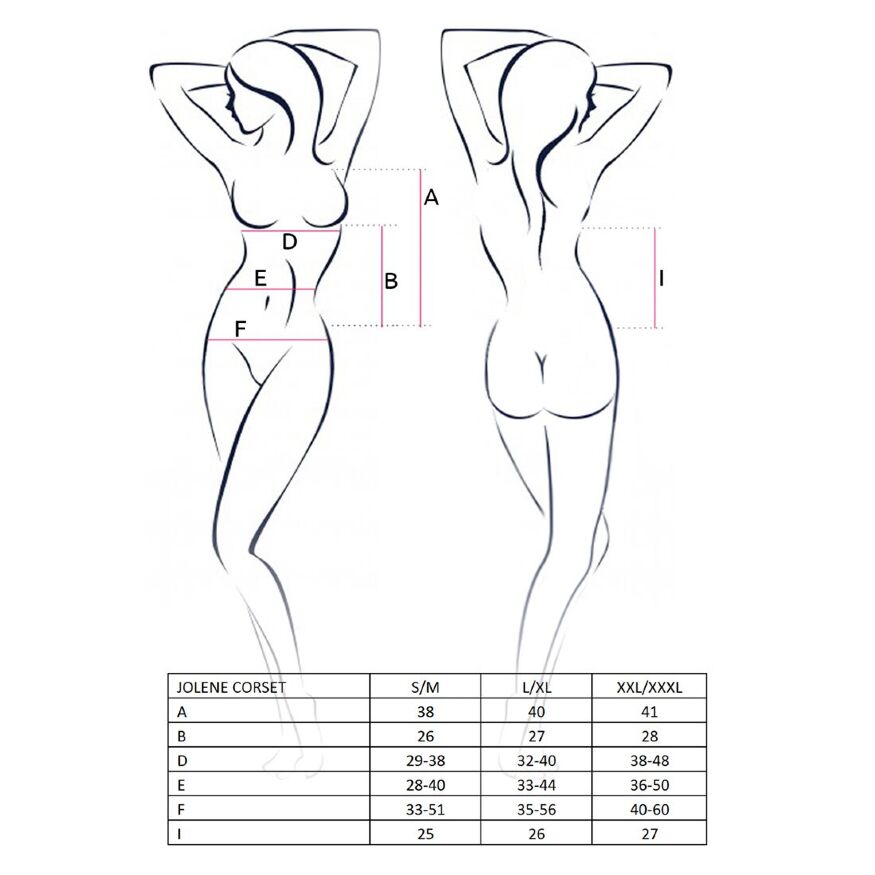 Корсет с пажами Passion JOLENE CORSET S/M, black, трусики, полуоткрытая грудь, полупрозрачный