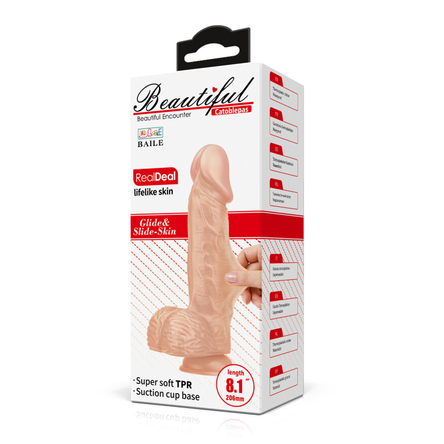 Член-реалистик с подвижной шкуркой Beautiful Encounter Catoblepas Dildo Flesh 8,1"