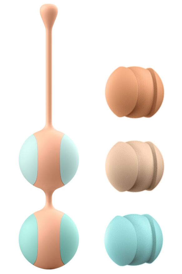 Вагинальные шарики Liebe Kewos  -  Peach/Mint, 5 шариков в комплекте, 15, 25, 35, 45 и 55 г