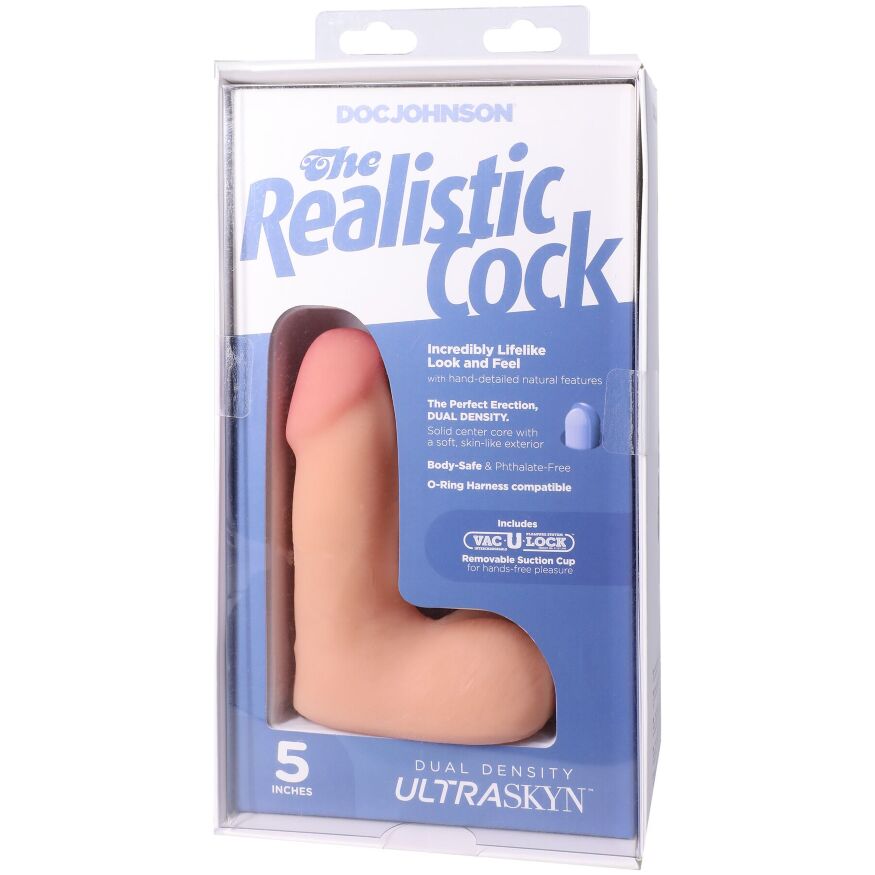 Маленький фаллоимитатор из киберкожи Doc Johnson The Realistic Cock ULTRASKYN - 5 Inch with Balls Vanilla