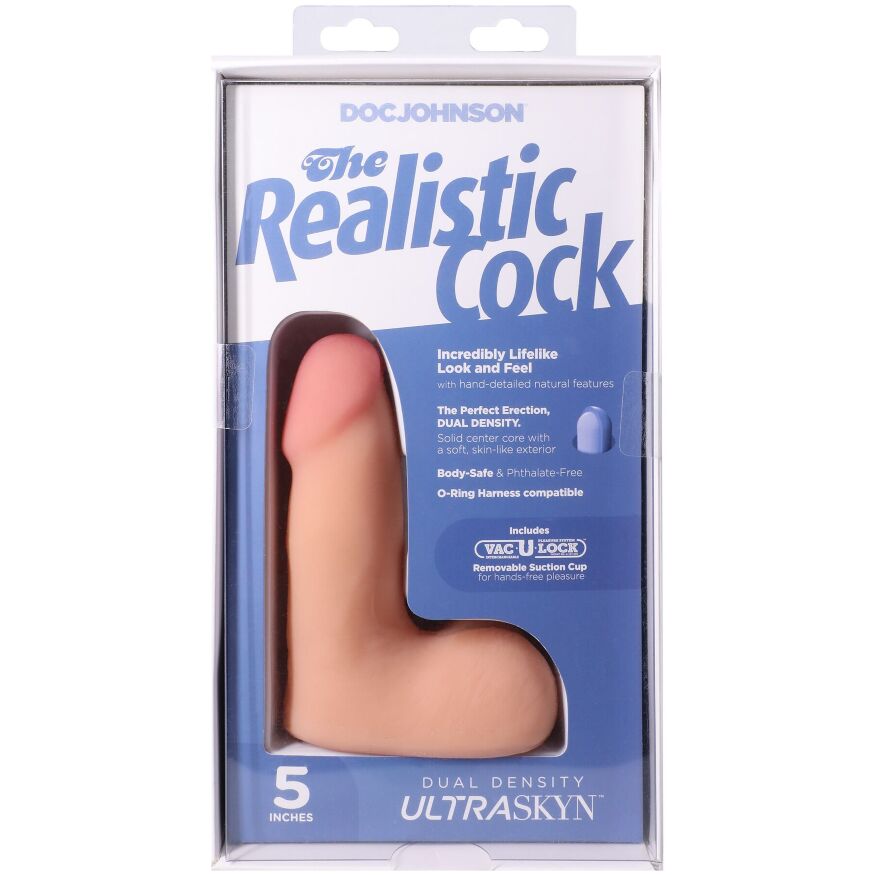 Маленький фаллоимитатор из киберкожи Doc Johnson The Realistic Cock ULTRASKYN - 5 Inch with Balls Vanilla