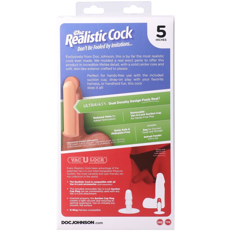 Маленький фаллоимитатор из киберкожи Doc Johnson The Realistic Cock ULTRASKYN - 5 Inch with Balls Vanilla