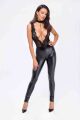 Комбінезон вініловий Libido F298 Noir Handmade, з мереживом, чорний, розмір M