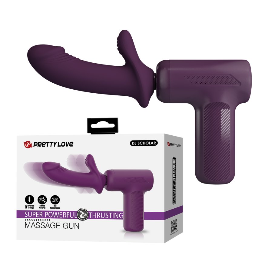 Вибромассажер пистолет PRETTY LOVE Dj Doctor Massage Gun фиолетовый, 13.6 х 3.9 см