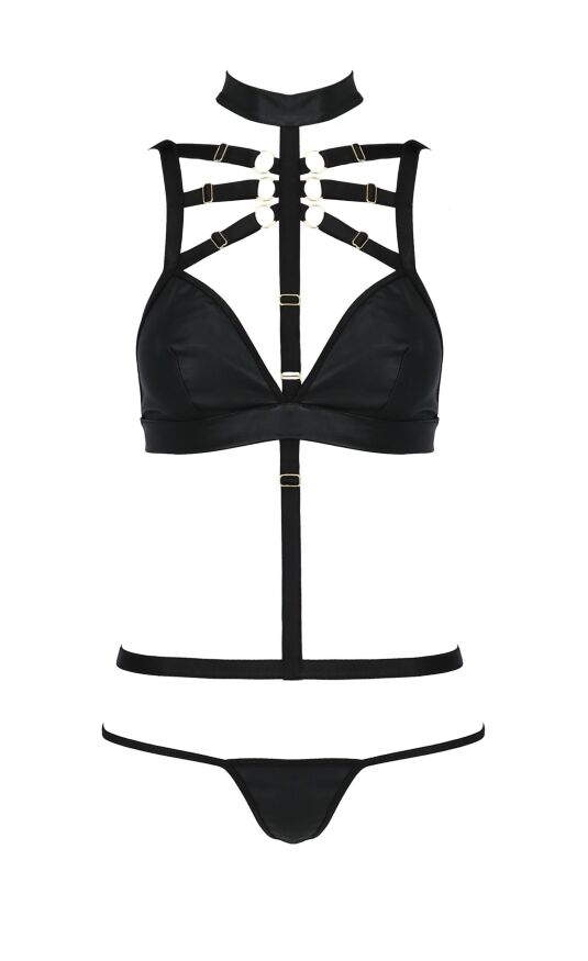 Комплект белья с чокером и стреп-лентами LAMIS SET black S/M - Passion