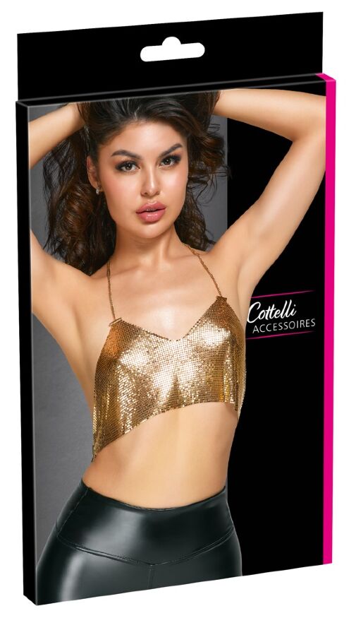Неймовірно яскравий і стильний вкорочений топ 2450453 Cottelli Collection Metal Top - Gold {} S-L