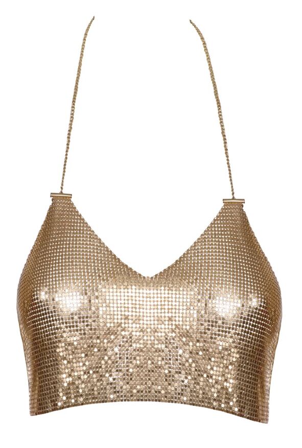 Неймовірно яскравий і стильний вкорочений топ 2450453 Cottelli Collection Metal Top - Gold {} S-L