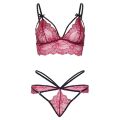 Комплект белья кружевной Leg Avenue Scallop Lace Rhinestone, красный, размер S