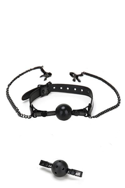 Кляп с зажимами для сосков WHIPSMART DIAMOND BLACK