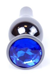 Анальна пробка з полірованого алюмінію з каменем Plug-Jewellery Dark Silver BUTT PLUG-Dark Blue