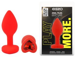 Силіконова анальна пробка EGZO - Silicone Red Heart Plug Red, size S