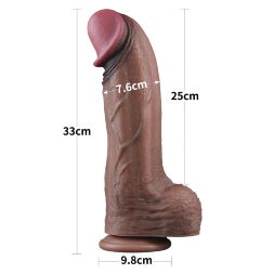 Мега товстий фалоімітатор - LoveToy Dual-Layered Silicone Cock 13" Brown