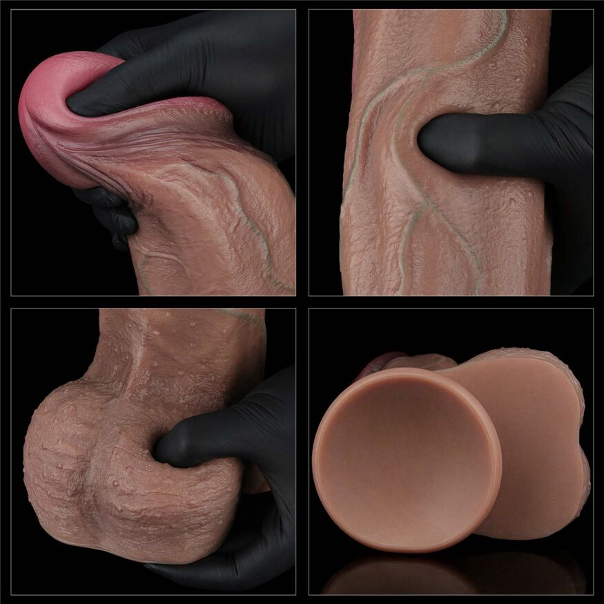 Мега товстий фалоімітатор - LoveToy Dual-Layered Silicone Cock 13" Brown