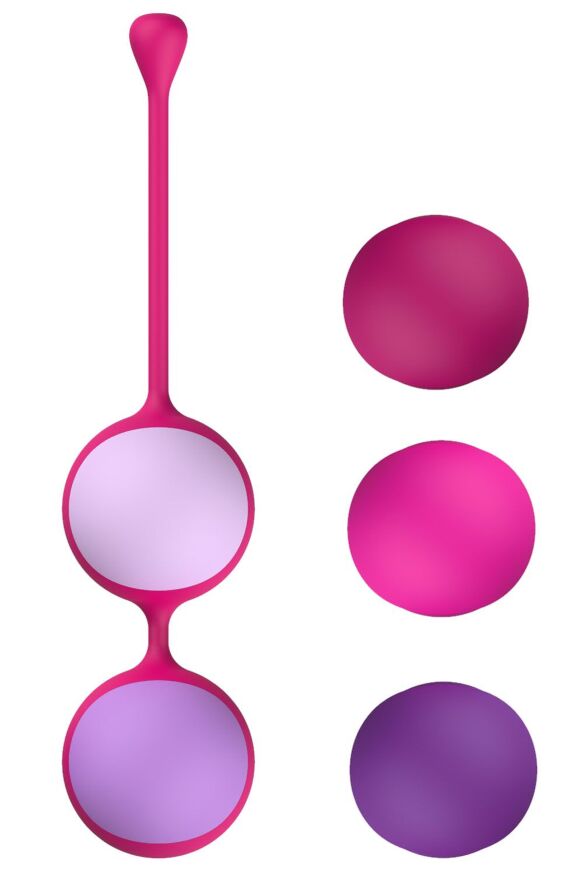 Вагинальные шарики Liebe Kewos  -  Cerise/Candy Violet, 5 шариков в комплекте, 15, 25, 35, 45 и 55 г