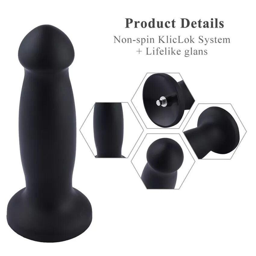 Силиконовый дилдо для секс-машин Hismith 7.2" Black Silicone Anal Dildo, система KlicLok