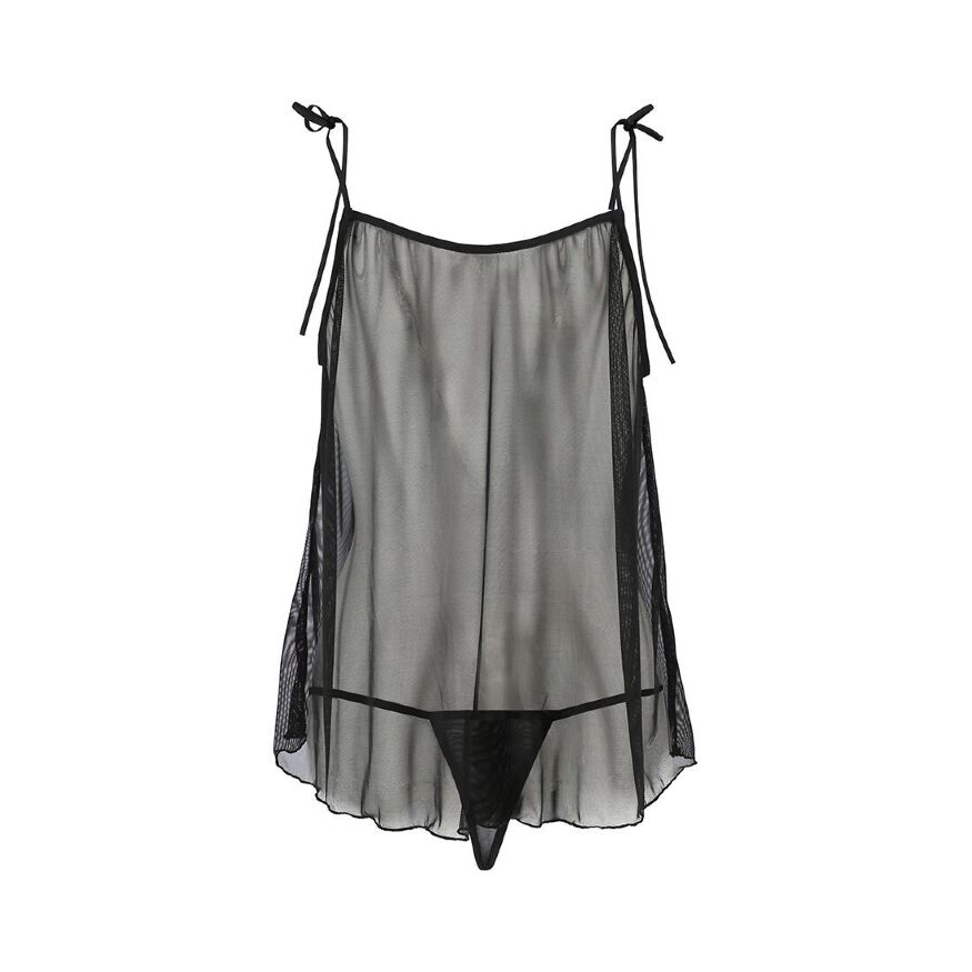 Сорочка прозрачная беби долл Passion MELANIA CHEMISE S/M black (мятая упаковка!!!)