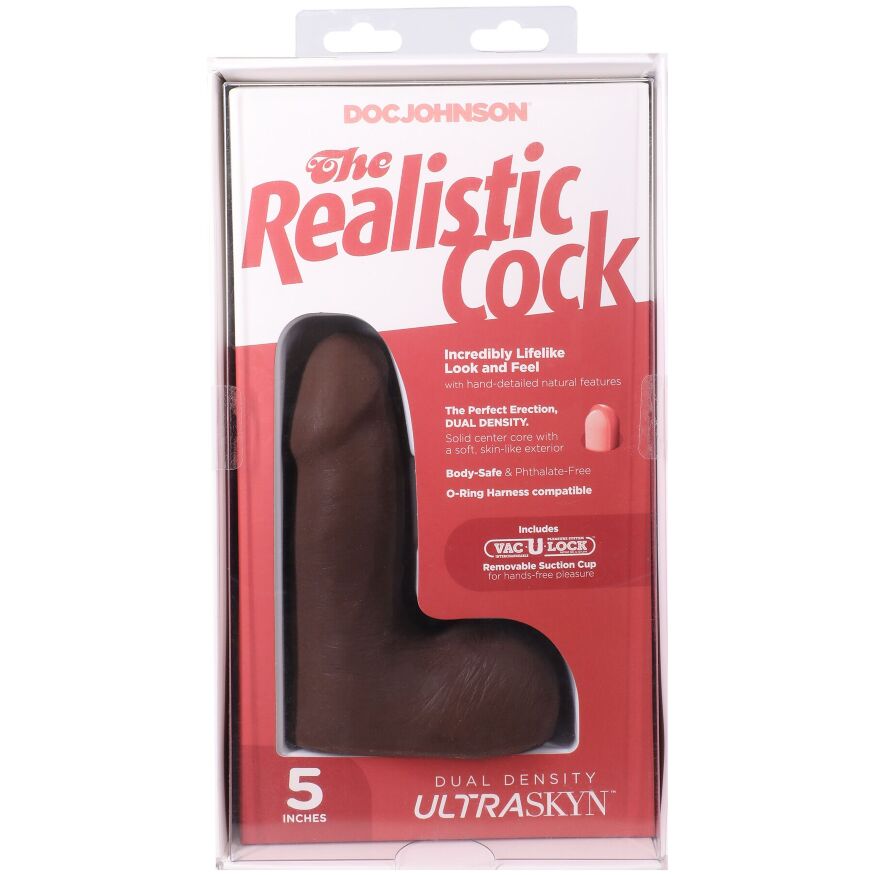 Небольшой фаллоимитатор Doc Johnson The Realistic Cock ULTRASKYN - 5 Inch with Balls Chocolate