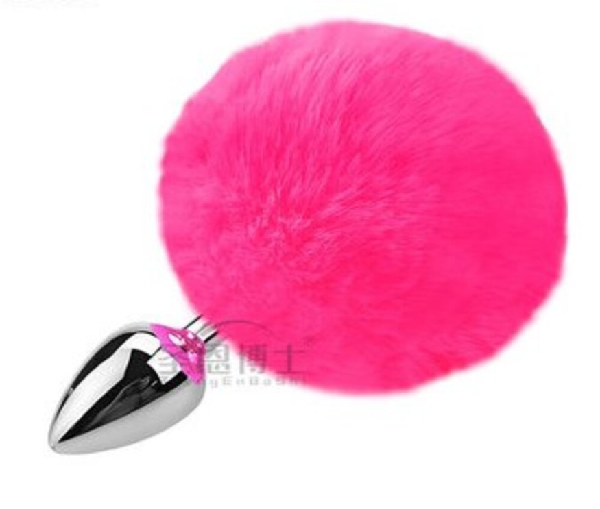 Анальная пробка с хвостом SKN-Z35 Dark pink ( размер XS )