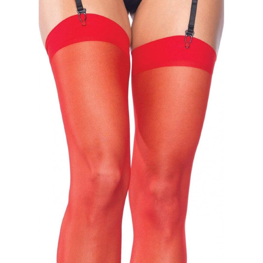 Прозрачные красные чулки Leg Avenue