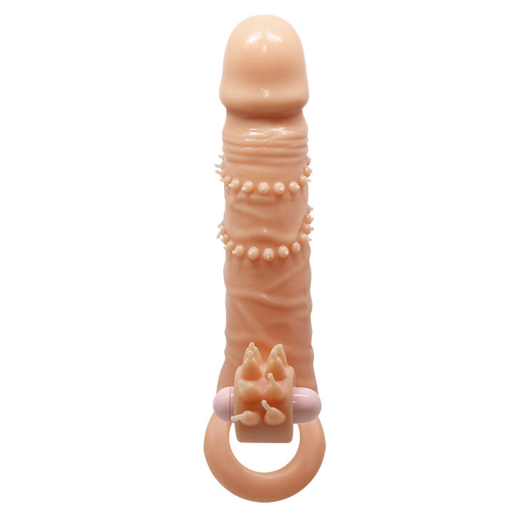 Закрита вібро-насадка на пеніс з петлею для мошонки - Pretty Love Connor Vibrating Penis Sleeve Flesh