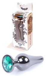 Анальний затор Boss Series - Jewellery Dark Silver BUTT PLUG Green, BS6400060