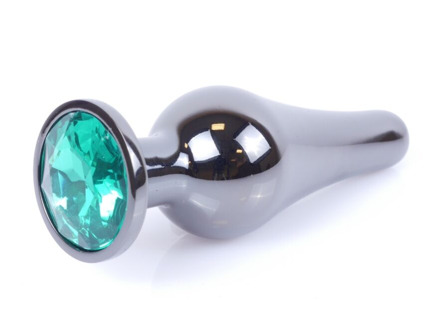 Анальная пробка Boss Series - Jewellery Dark Silver BUTT PLUG Green, BS6400060