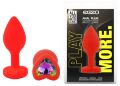 Силиконовая анальная пробка EGZO - Silicone Red Heart Plug Rainbow, size S