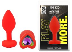 Силіконова анальна пробка EGZO - Silicone Red Heart Plug Rainbow, size S