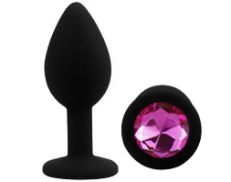 Силиконовая анальная пробка EGZO - Silicone Black Round Plug Rose, size S