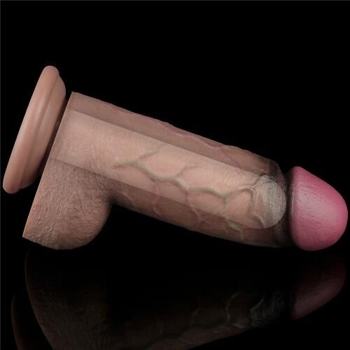 Товстий імітатор члену - LoveToy Dual-Layered Silicone Cock XXL 9.5" Brown