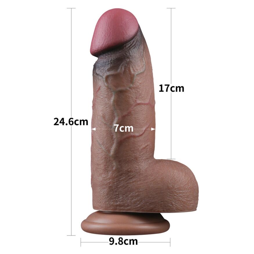 Товстий імітатор члену - LoveToy Dual-Layered Silicone Cock XXL 9.5" Brown
