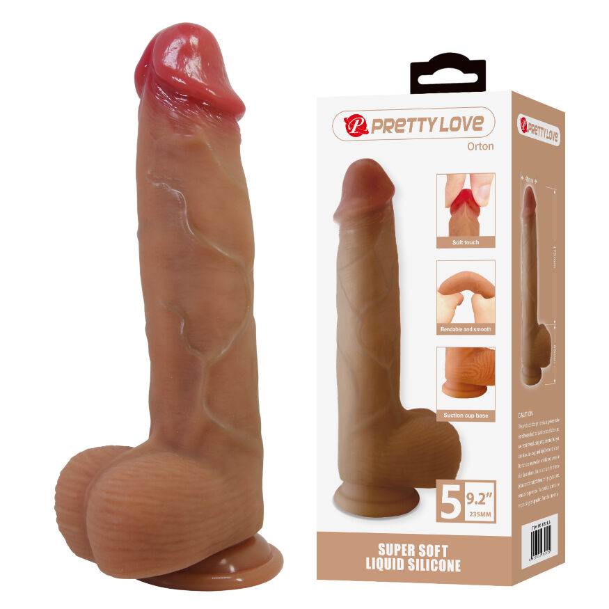 Силиконовый фаллоимитатор на присоске PRETTY LOVE - Orton 9.2" Super Soft Liquid Silicone Dildo, BW-008141N