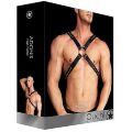 91189 / OU255BLK Мужская портупея на грудь с металлическими заклепками Ouch!, кожаная, черная, One Size