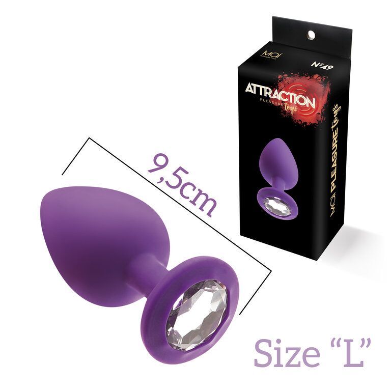 Анальная пробка с кристаллом MAI Attraction Toys №49 Purple (мятая упаковка)