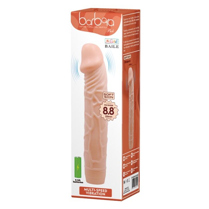 Член с вибрацией - Barbara Bob Vibrator 8,8" Flesh