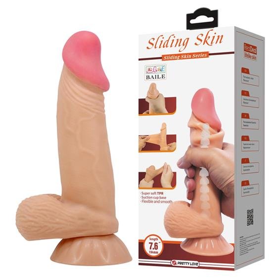 Неймовірно реалістичний фалос з мошонкою Pretty Love Sliding Skin 7.6" Flesh