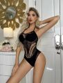 Боді Cindy сітка з візерунком троянди, розмір S/L black (без доступу)