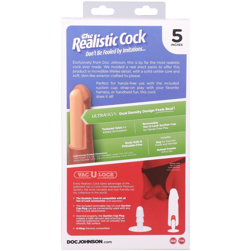 Фаллоимитатор Doc Johnson The Realistic Cock ULTRASKYN - 5 Inch Chocolate